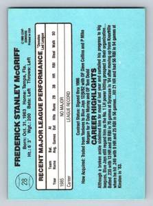 lot 129 image: Fred McGriff RC 1986 Donruss #28 Rookie Baseball Card