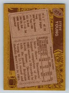 lot 146 image: Steve Young RC 1986 Topps #374 Rookie Vintage Football Card