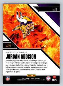 lot 149 image: Jordan Addison RC 2023 Score Hot Rookies #8 Minnesota Vikings Football Card