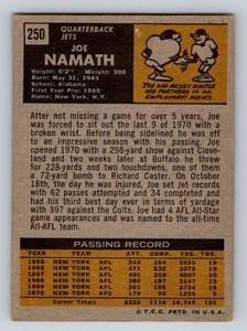 lot 150 image: Joe Namath 1971 Topps #250 Vintage Football Card