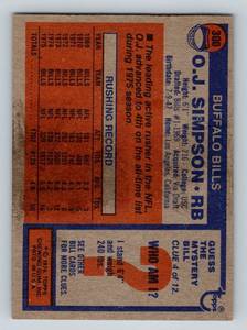 lot 157 image: OJ Simpson 1976 Topps #300 Vintage Football Card
