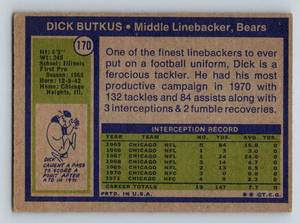 lot 163 image: Dick Butkus 1972 Topps #170 Vintage Football Card