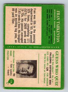lot 167 image: Fran Tarkenton 1966 Philadelphia #114 Vintage Minnesota Vikings Football Card