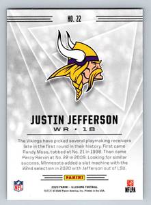 lot 177 image: Justin Jefferson RC 2020 Illusions #22 Rookie Minnesota Vikings Football Card