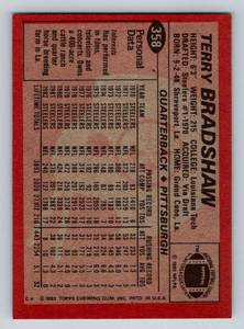 lot 182 image: Terry Bradshaw 1983 Topps #358 Vintage Football Card