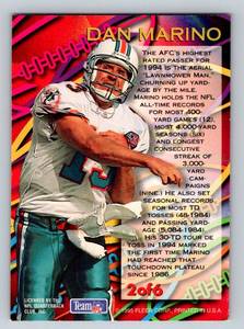 lot 192 image: Dan Marino 1995 Fleer Aerial Attack Insert #2 Football Card