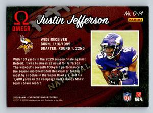 lot 204 image: Justin Jefferson RC 2020 Chronicles Omega #O-14 Rookie Minnesota Vikings Football Card