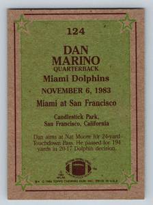 lot 213 image: Dan Marino RC 1984 Topps Instant Replay #124 Rookie Vintage Football Card