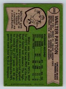 lot 215 image: Walter Payton 1978 Topps #200 All-Pro Vintage Football Card