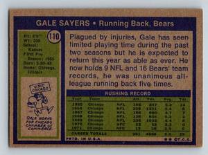 lot 235 image: Gale Sayers 1972 Topps #110 Vintage Football Card