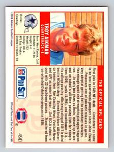 lot 241 image: Troy Aikman RC 1989 Pro Set #490 Rookie Football Card
