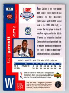 lot 246 image: Kevin Garnett RC 1995 Upper Deck Collectors Choice NBA Draft #D5 Rookie Minnesota Timberwolves Basketball Card