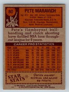lot 266 image: Pete Maravich 1978-79 Topps #80 Vintage Basketball Card