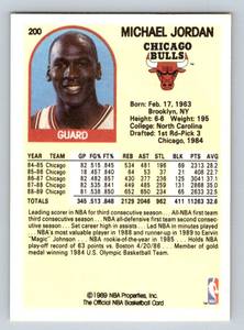 lot 271 image: Michael Jordan 1989 NBA Hoops #200 Vintage Basketball Card