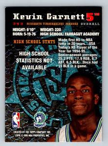 lot 272 image: Kevin Garnett RC 1996 Topps Stadium Clun #343 Rookie Minnesota Timberwolves Basketball Card