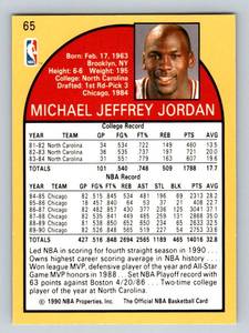 lot 277 image: Michael Jordan 1990 NBA Hoops #65 Chicago Bulls Basketball Card