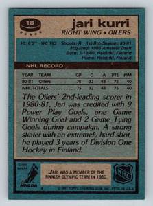 lot 287 image: Jari Kurri RC 1981 Topps #18 Rookie Vintage Hockey Card