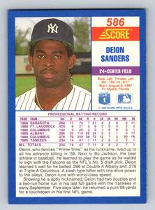 lot 323 image: Deion Sanders RC 1990 Score #586 Rookie Baseball Card