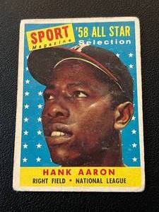 lot 13 image: Hank Aaron 1958 Topps #488 Vintage Baseball Card
