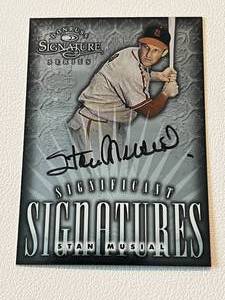 lot 19 image: Stan Musial Auto 2000 1998 Donruss Significant Signatures, numbered 15452000, Signed Baseball Card