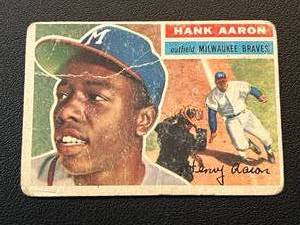 lot 21 image: Hank Aaron 1956 Topps #31 Vintage Baseball Card