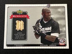 lot 33A image: Michael Jordan Game-Used Bat Relic 2001 Upper Deck MJ Salute #MJ-B11 Baseball Card
