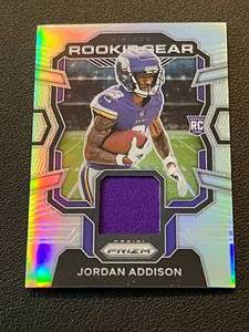 lot 53A image: Jordan Addison RC Relic - 2023 Prizm Rookie Gear #RC-JA Minnesota Vikings Football Card