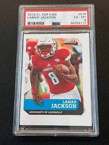 lot 58A image: Lamar Jackson RC 2016 SI For Kids #576 PSA Graded 6 EX-MT Football Card