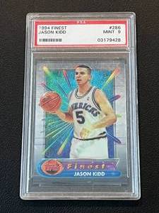 lot 68A image: Jason Kidd PSA Graded 9 Mint 1994 Topps Finest #286 Basketball Card