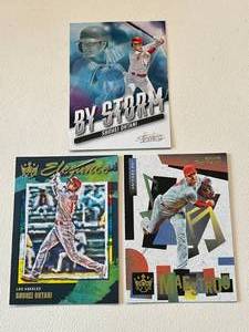 lot 99A image: Shohei Ohtani 3 Card Lot - 2022Diamont Kings Maestros, Elegance and Absolute By Storm Baseball Cards