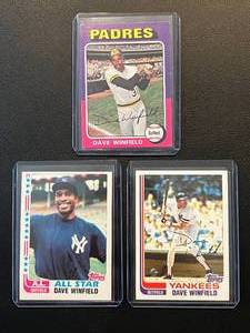 lot 43 image: Dave Winfield 3 Card Lot 1975 Topps #61 (2nd Year) and 1982 #553 and 600 Vintage Minnesota Twins Baseball Cards
