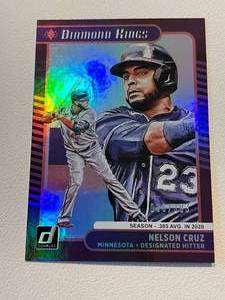 lot 63 image: Nelson Cruz 303 - 2021 Donruss Diamond Kings Insert #6, numbered 096303, Minnesota Twins Baseball Card