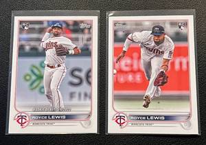 lot 115 image: Royce Lewis (2) RC Lot - 2022 Topps #US105 and #US149 Rookie Minnesota Twins Baseball Cards