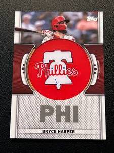 lot 128 image: Bryce Harper Logo Patch Relic Card - 2023 Topps #TLP-BH Baseball Card