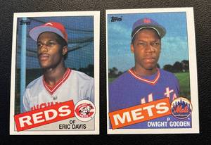 lot 141 image: Dwight Gooden and Eric Davis RCs 1985 Topps (2) Card Rookie Vintage Lot