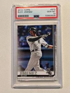 lot 143 image: Eloy Jimenez RC PSA Graded 10 Gem Mint - 2019 Topps #670 Rookie Baseball Card