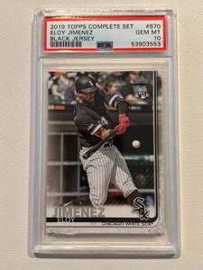 lot 144 image: Eloy Jimenez RC PSA Graded 10 Gem Mint - 2019 Topps #670 Baseball Card