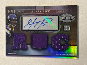 lot 154 image: Sidney Rice RC Patch Auto 89 - 2017 Topps Triple-Threads #144, numbered 2489 Rookie Minnesota Vikings Football Card