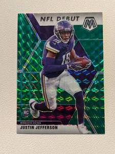 lot 168 image: Justin Jefferson RC Green Prizm - 2020 Mosaic #270 Rookie Minnesota Vikings Football Card