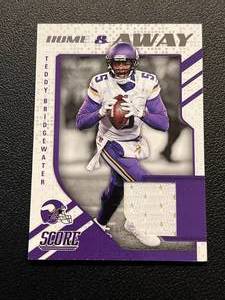 lot 169 image: Teddy Bridgewater Relic 2018 Score Home and Away #6 Minnesota Vikings Football Card