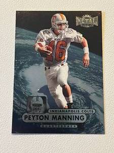 lot 196 image: Peyton Manning RC 1998 Fleer Metal Universe #189 Rookie Football Card