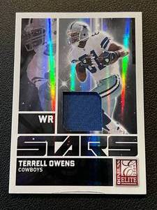 lot 203 image: Terrell Owens 50 Relic - 2009 Donruss Elite Stars #7, numbered 4550, Rare Football Card