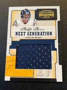 lot 207 image: Philip Rivers 25 Relic 2006Donrus Gridiron Gear #NG-8, numbered 0925, Rare Football Card