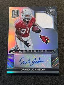lot 209 image: David Johnson Auto RC 99, 2015 Spectra Aspiring #AJA-DAJ numbered 6799, Rare Football Card