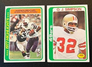 lot 217 image: OJ Simpson 1978 Topps 2 Card Lot - #4 and #400 Vintage Football Cards