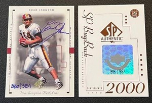 lot 225 image: Brad Johnson Signed Card 381 - 1999 Upper Deck SP Authentic numbered 280381 Rare Minnesota Vikings Autographed Football Card