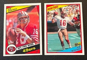lot 229 image: Joe Montana 2 Card 1984 Topps Lot #358 and #359 Vintage Football Cards
