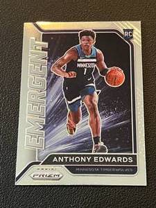 lot 255 image: Anthony Edwards RC 2020-21 Prizm Emergent Insert #3 Rookie Minnesota Timberwolves Basketball Card