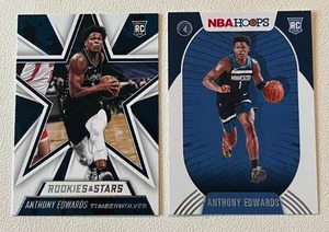 lot 257 image: Anthony Edwards 2 RC Lot - 202-21 Chronicles #657 and Hoops #216 Rookie Minnesota Timberwolves Basketball Cards