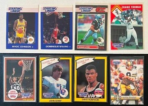 lot 262 image: 9 Card Starting Lineup Lot - David Robinson, John Elway, Howie Long, Jerry Rice, Dominique Wilkins, Magic Johnson, Archie Manning, Frank Thomas